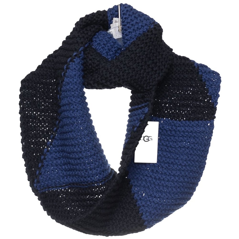 NWT UGG Two Tone Blocked Infinity Scarf Blue Black Knit Size OS